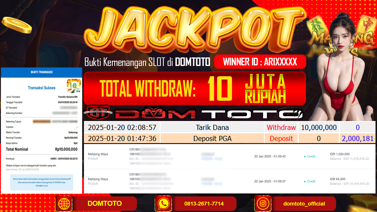 JACKPOT SLOT MAHJONG WAYS 20 JANUARI 2025